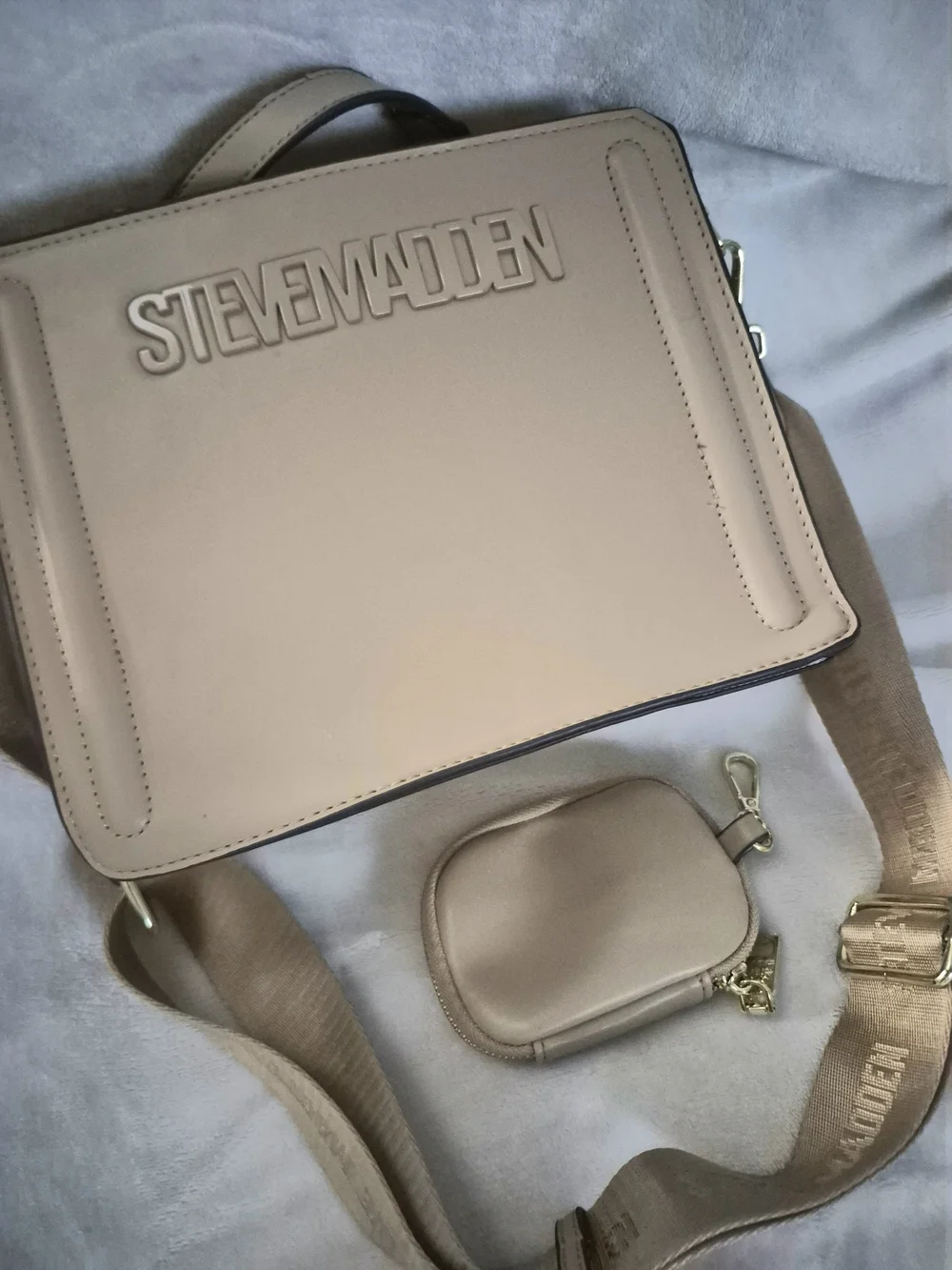 Steve Madden Blush Beige Crossbody Bag with Coin Pouch